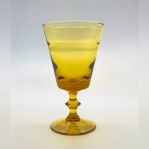 Large Amber Colored Wine Glass‎ - (1) Vintage Glassware Water Goblet